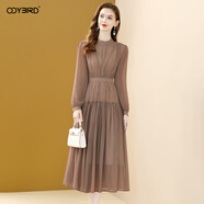 歐迪鳥(niǎo)（ODYBIRD）設計感碎花連衣裙女2025秋季新款長(cháng)袖收腰顯瘦輕熟風(fēng)大擺裙子 花色 M