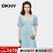 唐可娜兒（DKNY）【京東奧萊】法式小眾碎花連衣裙女夏季新款收腰顯瘦氣質(zhì)短袖裙子 W1312Z53-392 XXS