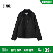 森馬（Semir）復古巴恩風(fēng)外套女短款寬松上衣秋純棉燈芯絨翻領(lǐng)夾克101524108016