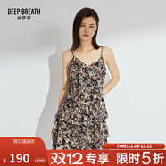 深呼吸DEEP BREATH女裝復古吊帶連衣裙收腰蛋糕短裙A500135 碎花 M (3碼)