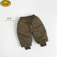 G.duck韓系風(fēng)兒童棉褲闊腿褲女童韓版個(gè)性?shī)A棉保暖小腳褲冬男童潮酷童裝 深棕色 90 cm