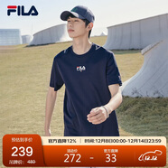 FILA斐樂(lè )官方短袖T恤男2025年夏季時(shí)尚純棉圓領(lǐng)透氣男士運動(dòng)t恤針織衫