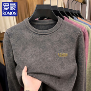 羅蒙新款中年男士冬季保暖內搭毛衣爸爸冬裝加厚針織衫長(cháng)袖t恤打底衫 黑色 M