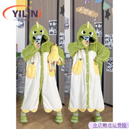 伊林躍少女生連帽珊瑚絨睡衣女冬季美樂(lè )蒂睡袍可愛(ài)卡通學(xué)生加絨加厚睡裙 恐龍睡袍+褲子 M 建議80-95斤