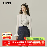 AIVEI欣賀艾薇2024秋季簡(jiǎn)約氣質(zhì)喇叭袖半高領(lǐng)打底針織衫C757017B 黑色 M