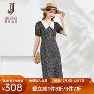 經(jīng)典故事（JANE STORY）黑色碎花連衣裙女夏季2025新款高端精致氣質(zhì)歐式田園風(fēng)緞面裙子 R23黑底杏花 2XL