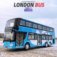 1/42合金大型巴士汽車(chē)模型人造兒童玩具巴士男孩禮物裝飾系列 1/42雙層快樂(lè )巴士藍色 公交巴士