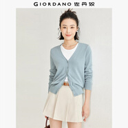 佐丹奴（Giordano）針織開(kāi)衫女小外套 純棉V領(lǐng)小衫女 外搭純色女外衣05350649