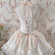 蔻仙蔓Lolita十字姬 芭蕾舞裙doll洛麗塔掛脖連衣裙 生成粉+蝴蝶結頭飾+飛機盒 XS