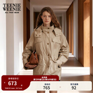 Teenie Weenie小熊女裝簡(jiǎn)約風(fēng)秋季三合一兩件套寬松中長(cháng)款夾克外套 卡其色 L (170)