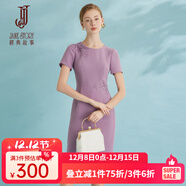 經(jīng)典故事（JANE STORY）簡(jiǎn)約氣質(zhì)收腰繡花雪紡連衣裙女夏季2025新款高端中國風(fēng)修身裙子 粉紫色（偏小建議拍大一碼） M