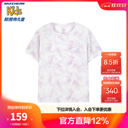 Skechers斯凱奇旋風(fēng)速干T童裝女童針織短袖兒童夏季透氣T恤戶(hù)外衣P224G097 微風(fēng)紫白扎染/03YU 150cm