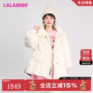 LALABOBO歐若拉羽絨服女寬松可愛(ài)蝴蝶結冬新款鴨絨保暖面包服LBDD-WSYR11 米色 M