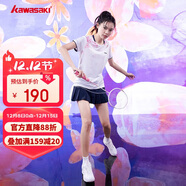 kawasaki川崎羽毛球服女款速干T恤運動(dòng)短裙繁花似錦套裝A2808 霜白 L 