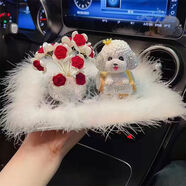 麗田2025新款汽車(chē)擺件創(chuàng  )意搖頭泰迪狗車(chē)載中控臺裝飾車(chē)內飾品感女 鑲鉆皇冠泰迪+紅玫瑰滿(mǎn)天星+小羽毛墊