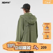 BJHG不計后果春秋簡(jiǎn)約刺繡加絨開(kāi)衫連帽衛衣男潮牌歐美風(fēng)寬松情侶外套 軍綠色 2XL