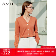 AMII女裝2025極簡(jiǎn)洋氣V領(lǐng)針織開(kāi)衫秋季新款全棉長(cháng)袖上衣女短 煙粉橘 S 155/80A