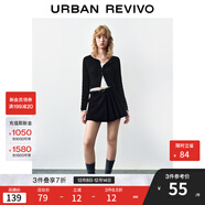 UR秋季新款女裝曠野美拉德百搭修身針織開(kāi)衫UWB940014 黑色 S