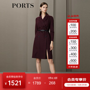 PORTS寶姿女裝長(cháng)袖OL風(fēng)職場(chǎng)收腰連衣裙ALN9D030JCF036 酒紅色 L (8)