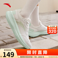 安踏運動(dòng)鞋女鞋秋冬新款防水皮面跑步鞋休閑鞋百搭輕便軟底減震小白鞋 【減震回彈】紙莎白/淺曦綠 39 (245mm)