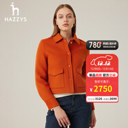 哈吉斯（HAZZYS）女裝 春秋季女士亮色襯衫領(lǐng)時(shí)尚短款大衣ABSSH0ADH07 橙色OR L (165/88A 40)