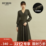 深呼吸DEEP BREATH女裝燈籠袖高腰蔥紗優(yōu)雅輕禮服連衣裙A500155 墨綠 M (3碼)