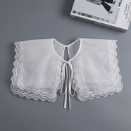 新款韓版超仙森女系勾花鏤空寬邊系帶水溶蕾絲披肩領(lǐng)假領(lǐng)子春夏款 白色