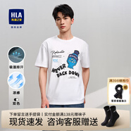 海瀾之家（HLA）短袖t恤男裝24夏季龍騰九州IP系列吸濕排汗透氣上衣服男士T恤衫 HNTBJ2W415A米白花紋DS XS 160建議51-56kg