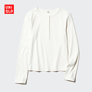 優(yōu)衣庫女裝羅紋亨利領(lǐng)T恤/長(cháng)袖修身短款內搭打底25新款479591 487908/01乳白色 XS