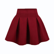 韓國2025秋冬高腰打底短裙女半身裙太陽(yáng)百褶太空棉蓬蓬裙子 酒紅色 S S
