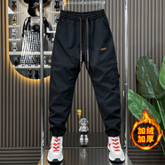 森馬潮流舒適沖鋒褲男士夏季新款時(shí)尚百搭戶(hù)外休閑 黑色 加絨 35 _180-190斤