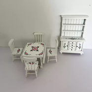 112微縮模型ob11娃屋家具合集gsc粘土人場(chǎng)景兵人機娘棉花迷你布 田園白色餐廳一套