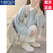 莫代爾圓領(lǐng)針織衫女2025春秋冬新款加厚打底內搭學(xué)生毛衣寬松休閑上衣 奶藍色 XL 110-120斤