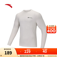 安踏（ANTA）長(cháng)袖T恤男冬季新款圓領(lǐng)套頭打底衫健身跑步運動(dòng)上衣t恤 白咖啡-1 L