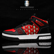 MAIDEALIN聯(lián)名暴力熊男鞋冬季板鞋男高幫運動(dòng)休閑鞋黑白熊貓空軍一號男女鞋 6668黑紅（高幫） （熒光鞋夜間發(fā)光） 42