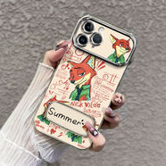 其他家瘋狂動(dòng)物城適用蘋(píng)果16ProMax手機殼iPhone15防摔14全包12/13Pro 銀色-HHAG177狐貍尼克+鏡面支架AB4 iPhone 12 Pro