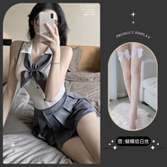 小紅書(shū)爆款JK制服純欲風(fēng)辣妹性感套裝夏天學(xué)院風(fēng)收腰襯衫女超短百 領(lǐng)結+連身衣+百褶裙+白蝴蝶襪 均碼 [適合80-120斤]