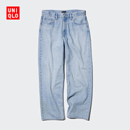 優(yōu)衣庫男裝女裝寬松直筒牛仔褲/水洗產(chǎn)品休閑丹寧長(cháng)褲褲子482864 63 天藍色 32 /170/82A