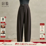 日著(zhù)（rizhuo）原創(chuàng  )設計蘿卜褲2025秋季新款寬松顯瘦休閑設計感彎刀闊腿褲子 權杖棕 S