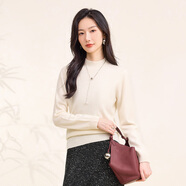 春竹無(wú)縫100%綿羊毛26春季新款半高領(lǐng)基礎百搭純色針織打底衫女羊毛衫 歐白色（半高領(lǐng)） 3XL （115CM）