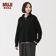 MUJI女式 米蘭諾羅紋編織半拉鏈毛衣女款針織衫25年冬季 女裝 上衣 黑色 L (165/88A)