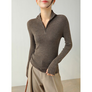 繆語(yǔ) MOYU揚子紗全羊毛無(wú)縫一體修身針織衫女秋手套袖拉鏈立領(lǐng)打底毛衣白色 煙灰棕色 S 適合100斤以?xún)?
                                         title=