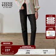 Teenie Weenie小熊復古牛仔褲長(cháng)褲小腳褲黑色高腰簡(jiǎn)約風(fēng)鉛筆褲女士 黑色 XS (155)