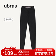 ubras仿牛仔高腰收腹加絨打底褲女保暖時(shí)尚高彈可外穿 黑色交叉款 1條 S