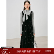 自巧小個(gè)子復古氣質(zhì)打底衫絲絨背心裙套裝女2024秋冬新款兩件套 謐黑色連衣裙 L (5碼)
