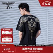 BOY LONDON【暗黑羅盤(pán)】夏情侶款短袖權杖印花炸街潮牌T恤N01906 N0103902 XL