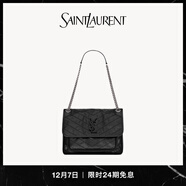 YSL圣羅蘭【24期免息】女士NIKI中號復古皮革手袋 黑色 U