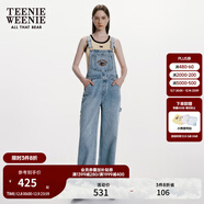 Teenie Weenie小熊女裝春裝休閑棉質(zhì)舒適牛仔褲背帶褲女士長(cháng)褲 淺藍色 S (160)