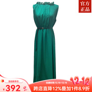 ZXEGI真絲早秋女裝100%桑蠶絲連衣裙夏季收腰中長(cháng)款高檔背心真絲裙子中 森林綠 均碼
