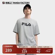 FILA 斐樂(lè )女裝T恤2025年秋季新款短袖情侶同款純棉熊貓短t上衣男女 煙云花灰-MG 3XL 190/108A/XXXL
